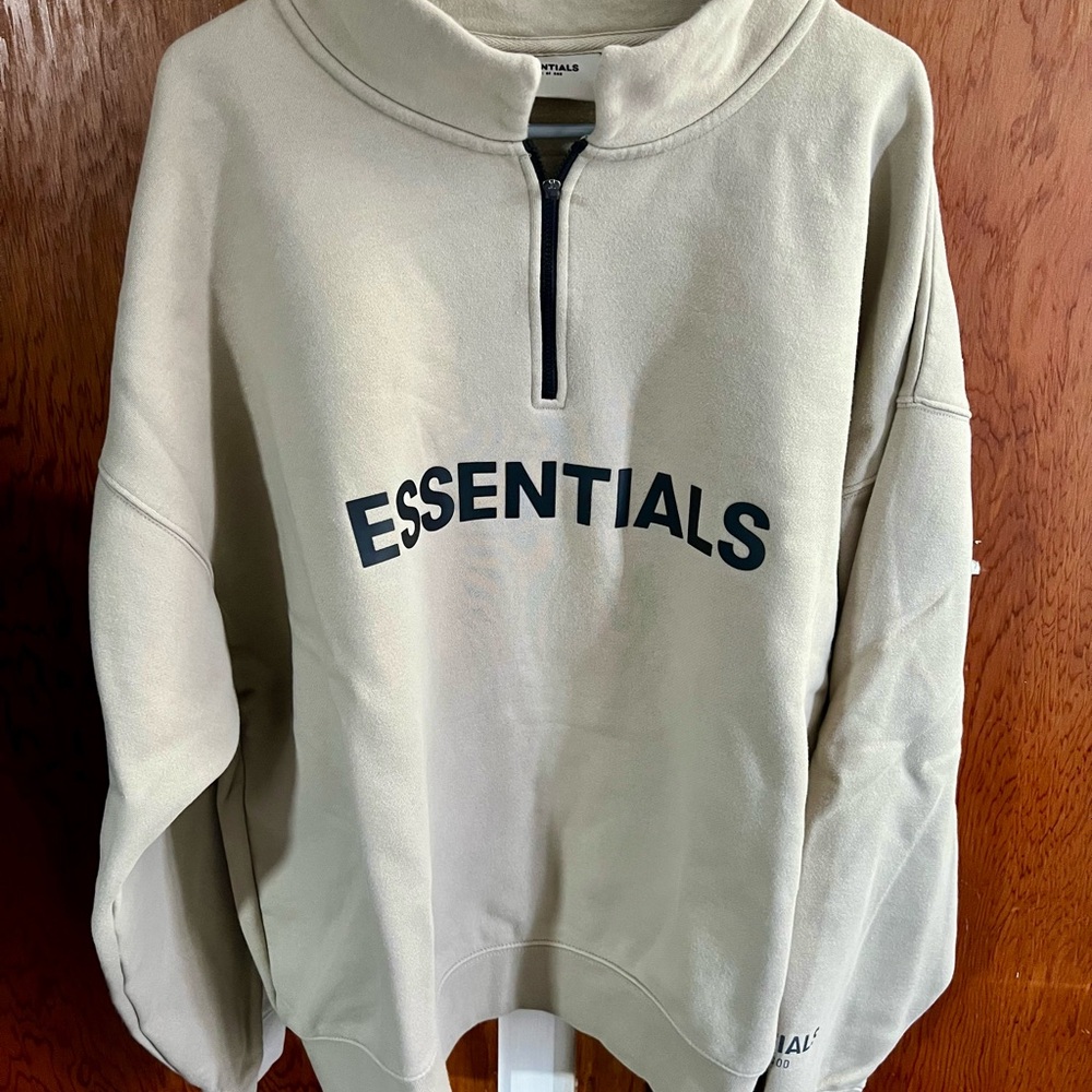 Essentials Men's Zip Up Sweatshirt in Beige